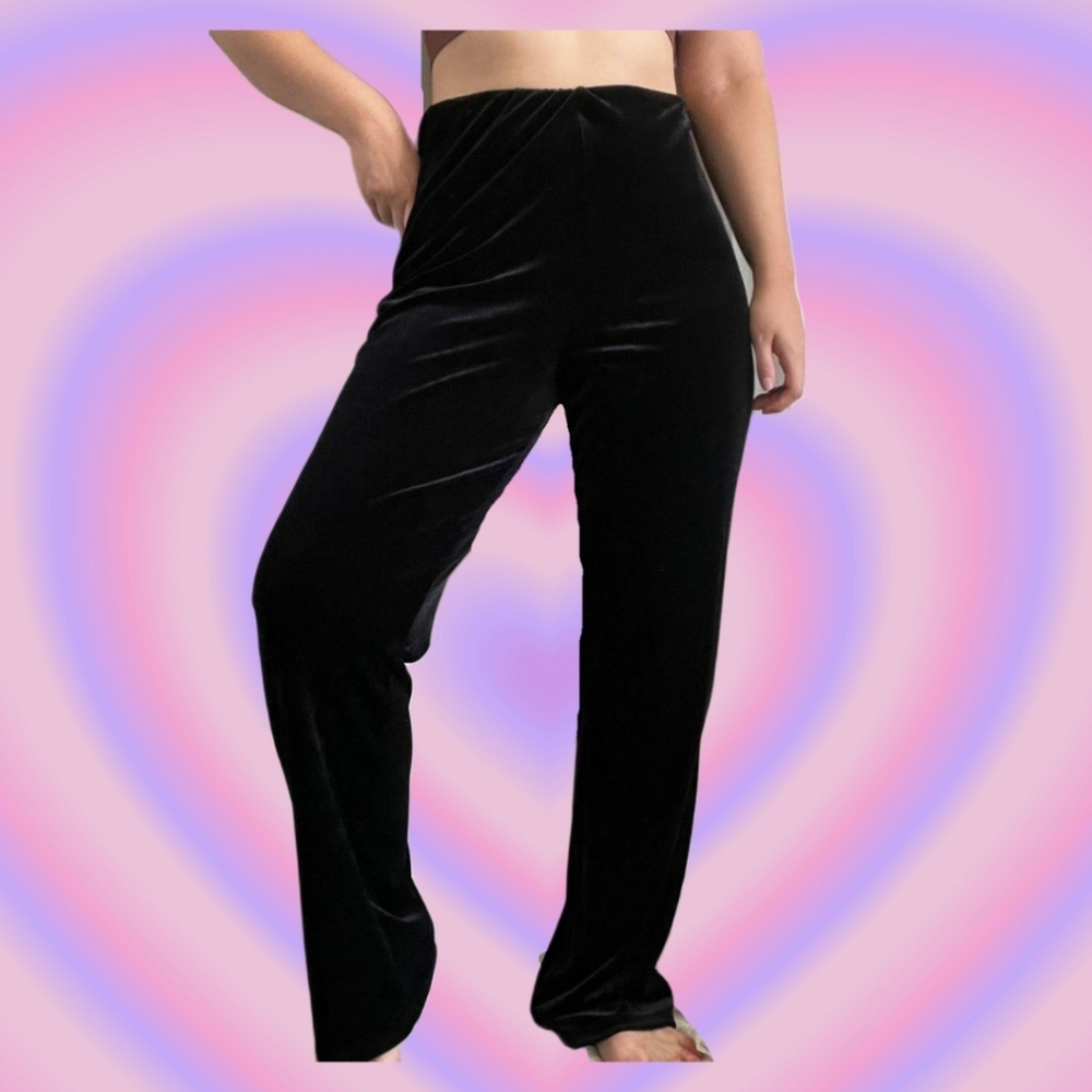 VINTAGE 90s Designer Black Velvet Pants